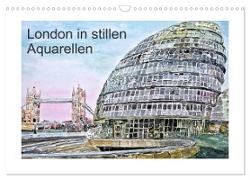 London in stillen Aquarellen (Wandkalender 2024 DIN A3 quer), CALVENDO Monatskalender