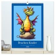 Drachen Kinder (hochwertiger Premium Wandkalender 2024 DIN A2 hoch), Kunstdruck in Hochglanz