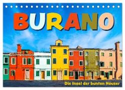 Burano - Die Insel der bunten Häuser (Tischkalender 2024 DIN A5 quer), CALVENDO Monatskalender