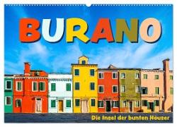 Burano - Die Insel der bunten Häuser (Wandkalender 2024 DIN A2 quer), CALVENDO Monatskalender