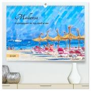 Mallorca - Impressionen in Aquarellfarben (hochwertiger Premium Wandkalender 2024 DIN A2 quer), Kunstdruck in Hochglanz