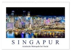 Singapur - Asiatische Metropole bei Nacht (Wandkalender 2024 DIN A2 quer), CALVENDO Monatskalender