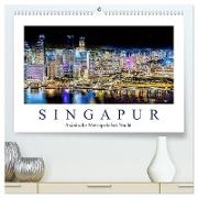 Singapur - Asiatische Metropole bei Nacht (hochwertiger Premium Wandkalender 2024 DIN A2 quer), Kunstdruck in Hochglanz