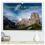 Traumplätze in den Dolomiten (hochwertiger Premium Wandkalender 2024 DIN A2 quer), Kunstdruck in Hochglanz