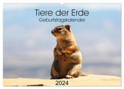 Tiere der Erde Geburtstagskalender (Wandkalender 2024 DIN A2 quer), CALVENDO Monatskalender