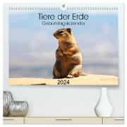 Tiere der Erde Geburtstagskalender (hochwertiger Premium Wandkalender 2024 DIN A2 quer), Kunstdruck in Hochglanz