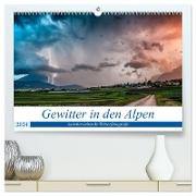 Gewitter in den Alpen (hochwertiger Premium Wandkalender 2024 DIN A2 quer), Kunstdruck in Hochglanz