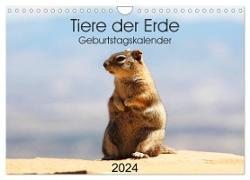 Tiere der Erde Geburtstagskalender (Wandkalender 2024 DIN A4 quer), CALVENDO Monatskalender