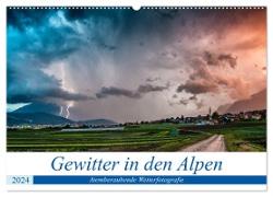 Gewitter in den Alpen (Wandkalender 2024 DIN A2 quer), CALVENDO Monatskalender