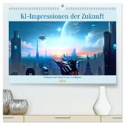KI-Impressionen der Zukunft (hochwertiger Premium Wandkalender 2024 DIN A2 quer), Kunstdruck in Hochglanz