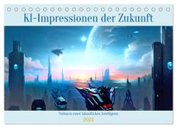 KI-Impressionen der Zukunft (Tischkalender 2024 DIN A5 quer), CALVENDO Monatskalender