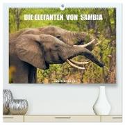 Die Elefanten von Sambia (hochwertiger Premium Wandkalender 2024 DIN A2 quer), Kunstdruck in Hochglanz