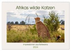 Afrikas wilde Katzen (Wandkalender 2024 DIN A2 quer), CALVENDO Monatskalender