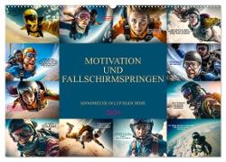 Motivation und Fallschirmspringen (Wandkalender 2024 DIN A2 quer), CALVENDO Monatskalender