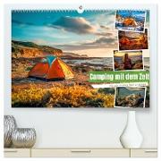 Camping mit dem Zelt (hochwertiger Premium Wandkalender 2024 DIN A2 quer), Kunstdruck in Hochglanz