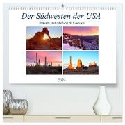 Der Südwesten der USA: Wüsten, rote Felsen & Canyons (hochwertiger Premium Wandkalender 2024 DIN A2 quer), Kunstdruck in Hochglanz
