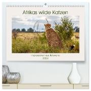 Afrikas wilde Katzen (hochwertiger Premium Wandkalender 2024 DIN A2 quer), Kunstdruck in Hochglanz