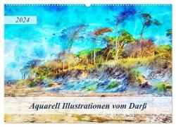Aquarell Illustrationen vom Darß (Wandkalender 2024 DIN A2 quer), CALVENDO Monatskalender