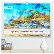 Aquarell Illustrationen vom Darß (hochwertiger Premium Wandkalender 2024 DIN A2 quer), Kunstdruck in Hochglanz