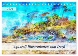 Aquarell Illustrationen vom Darß (Tischkalender 2024 DIN A5 quer), CALVENDO Monatskalender