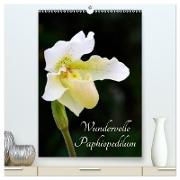 Wundervolle Paphiopedilum (hochwertiger Premium Wandkalender 2024 DIN A2 hoch), Kunstdruck in Hochglanz