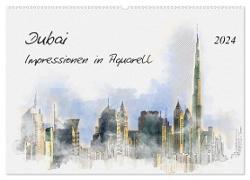 Dubai - Impressionen in Aquarell (Wandkalender 2024 DIN A2 quer), CALVENDO Monatskalender