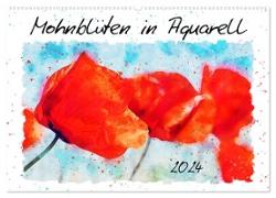 Mohnblüten in Aquarell (Wandkalender 2024 DIN A2 quer), CALVENDO Monatskalender
