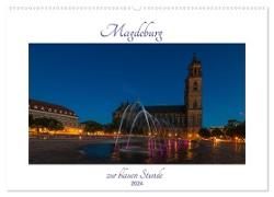 Magdeburg zur blauen Stunde (Wandkalender 2024 DIN A2 quer), CALVENDO Monatskalender