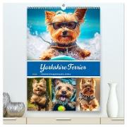 Yorkshire Terrier. Fröhliche Energiebündel in Aktion (hochwertiger Premium Wandkalender 2024 DIN A2 hoch), Kunstdruck in Hochglanz