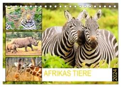 Afrikas Tiere. Majestäten in exotischer Wildnis (Tischkalender 2024 DIN A5 quer), CALVENDO Monatskalender
