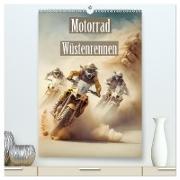 Motorrad Wüstenrennen (hochwertiger Premium Wandkalender 2024 DIN A2 hoch), Kunstdruck in Hochglanz