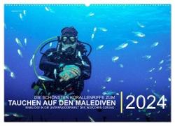 Die schönsten Korallenriffe zum Tauchen auf den Malediven (Wandkalender 2024 DIN A2 quer), CALVENDO Monatskalender
