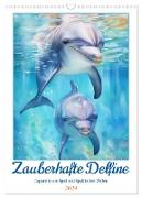 Zauberhafte Delfine. Aquarelle von Spiel und Spaß in den Wellen (Wandkalender 2024 DIN A3 hoch), CALVENDO Monatskalender