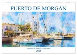 Puerto de Morgan - Aquarell der Hafenstadt auf Gran Canaria (Wandkalender 2024 DIN A2 quer), CALVENDO Monatskalender