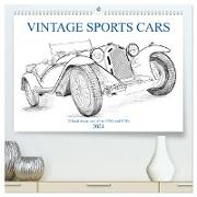 Vintage Sports Cars (hochwertiger Premium Wandkalender 2024 DIN A2 quer), Kunstdruck in Hochglanz