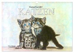 PortraiTierART KATZEN (Wandkalender 2024 DIN A3 quer), CALVENDO Monatskalender