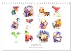 Cocktails Kalender mit Rezept (Wandkalender 2024 DIN A4 quer), CALVENDO Monatskalender