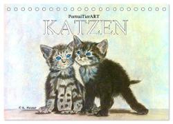 PortraiTierART KATZEN (Tischkalender 2024 DIN A5 quer), CALVENDO Monatskalender