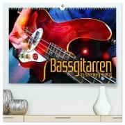 Bassgitarren in Szene gesetzt (hochwertiger Premium Wandkalender 2024 DIN A2 quer), Kunstdruck in Hochglanz
