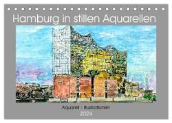 Hamburg in stillen Aquarellen (Tischkalender 2024 DIN A5 quer), CALVENDO Monatskalender
