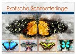 Exotische Schmetterlinge - Die schönsten Falter der Welt in Aquarell (Wandkalender 2024 DIN A2 quer), CALVENDO Monatskalender