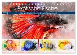 Exotische Fische - Die schönsten Fische der Welt in Aquarell (Tischkalender 2024 DIN A5 quer), CALVENDO Monatskalender