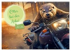 Otter bei der Arbeit (Wandkalender 2024 DIN A2 quer), CALVENDO Monatskalender