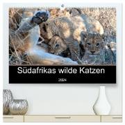 Südafrikas wilde Katzen (hochwertiger Premium Wandkalender 2024 DIN A2 quer), Kunstdruck in Hochglanz