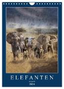 Elefanten - wie gemalt (Wandkalender 2024 DIN A4 hoch), CALVENDO Monatskalender