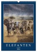 Elefanten - wie gemalt (Wandkalender 2024 DIN A3 hoch), CALVENDO Monatskalender