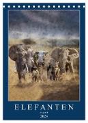 Elefanten - wie gemalt (Tischkalender 2024 DIN A5 hoch), CALVENDO Monatskalender