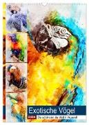 Exotische Vögel - Die Schönsten der Welt in Aquarell (Wandkalender 2024 DIN A3 hoch), CALVENDO Monatskalender