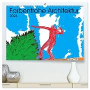 Collage über farbenfrohe Architektur (hochwertiger Premium Wandkalender 2024 DIN A2 quer), Kunstdruck in Hochglanz