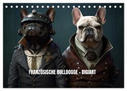 Französische Bulldogge KI Digiart (Tischkalender 2024 DIN A5 quer), CALVENDO Monatskalender